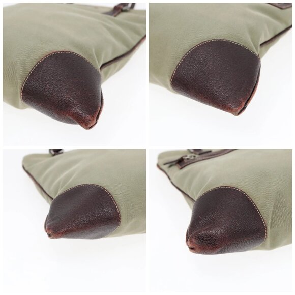 PRADA Hand Bag Canvas Khaki Silver Auth - Picture 16 of 16